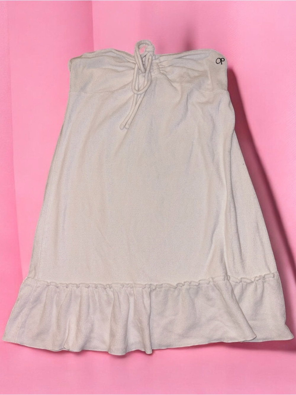 Y2K/retro vintage OP White Beach swimsuit coverup with Ruffle Hem